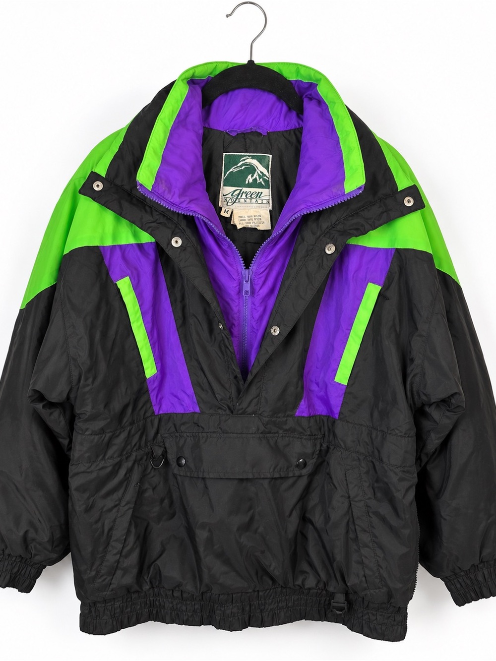 Vintage Green Mountain 90s Colorblock Ski Jacket | Neon Purple Black | Size M